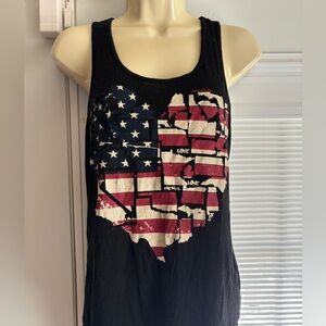 Womens America Flag heart Print Sleeveless Casual tank top